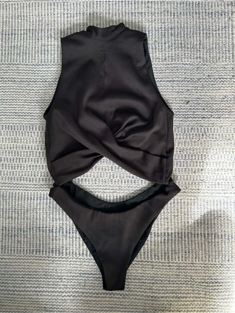 C Black Gold-Accented High Neck One-Piece